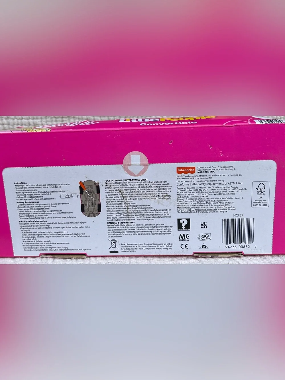 Fisher-Price Little People Barbie Convertible Car Playset NIB Sounds
